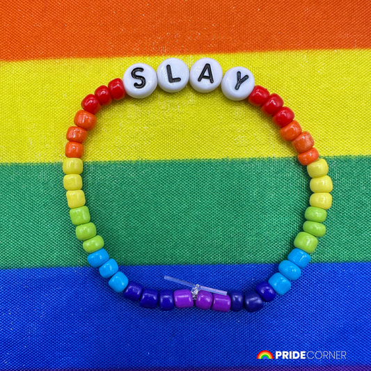“Slay” Beaded Rainbow Bracelet | LGBTQIA+ Inclusive Pride Jewellery