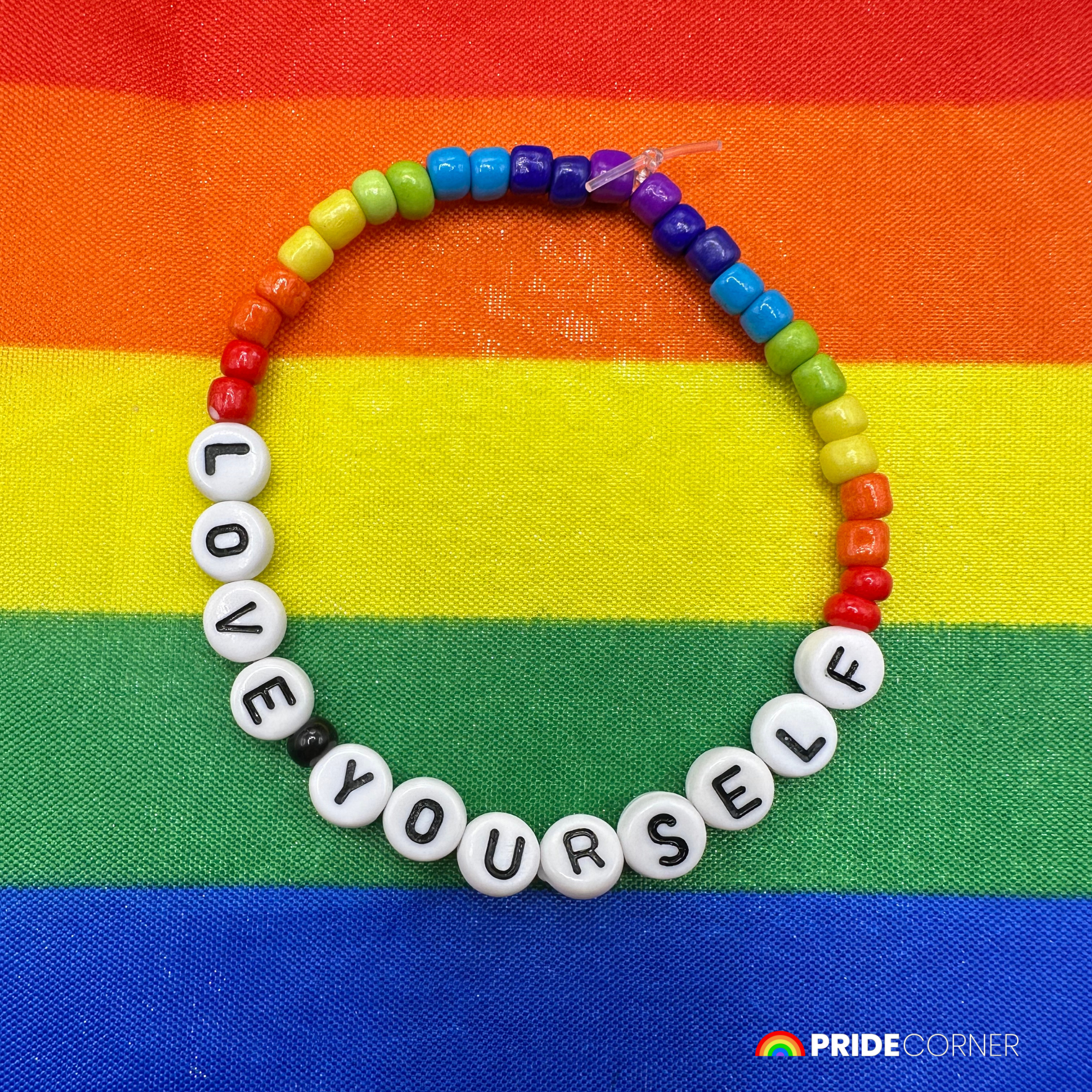“Love Yourself” Beaded Rainbow Bracelet | LGBTQIA+ Inclusive Pride Jewellery