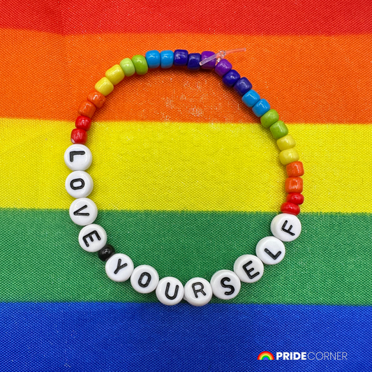 “Love Yourself” Beaded Rainbow Bracelet | LGBTQIA+ Inclusive Pride Jewellery