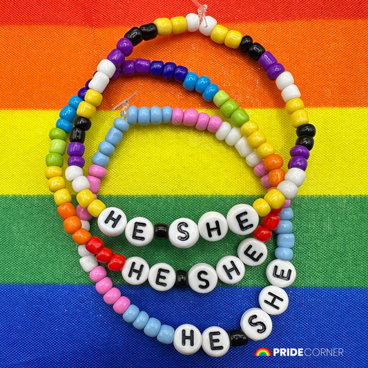 He/She Pronoun Bracelets | LGBTQIA+ Pride Beaded Jewellery