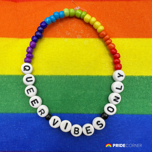 “Queer Vibes Only” Beaded Rainbow Bracelet | LGBTQIA+ Inclusive Pride Jewellery