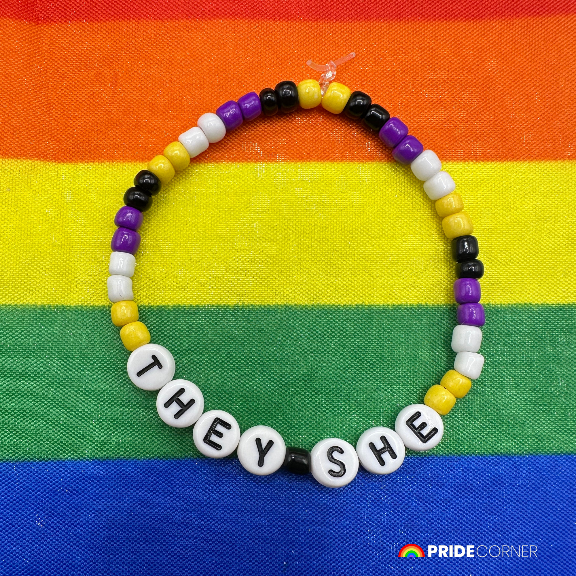 They/She Pronoun Bracelets | LGBTQIA+ Pride Beaded Jewellery