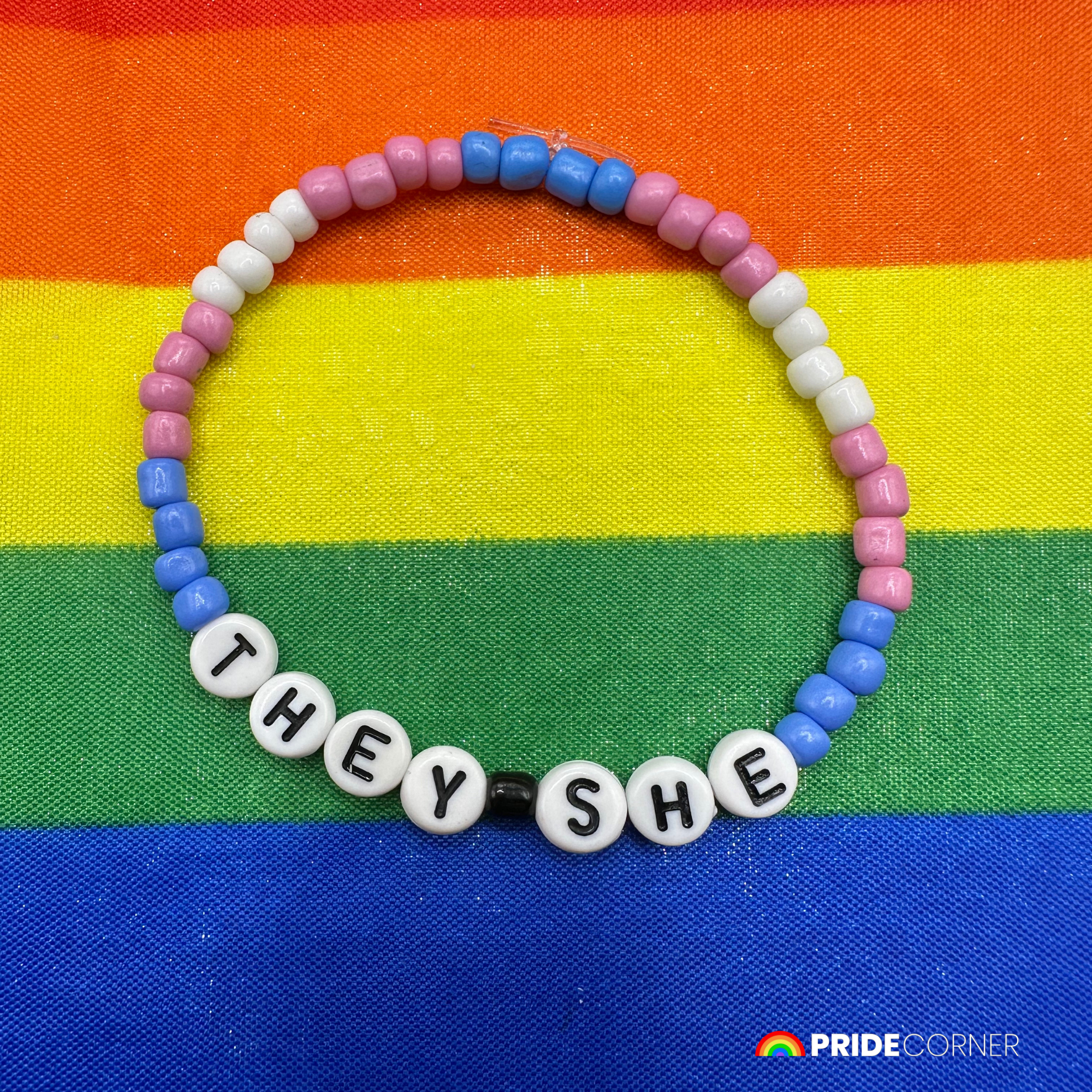 They/She Pronoun Bracelets | LGBTQIA+ Pride Beaded Jewellery