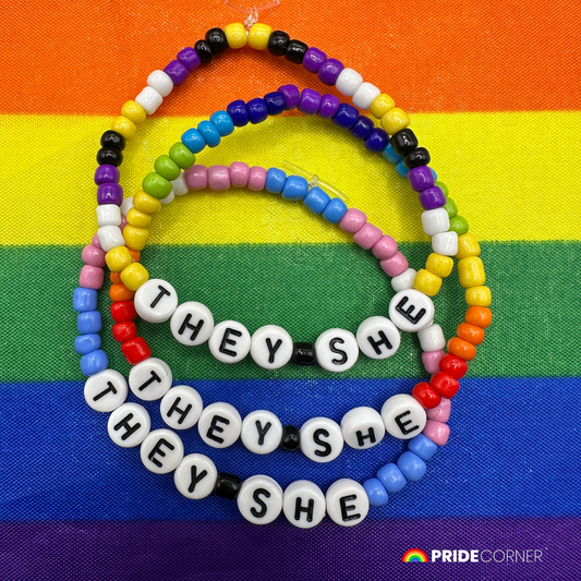 They/She Pronoun Bracelets | LGBTQIA+ Pride Beaded Jewellery