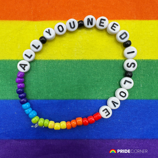 “All You Need Is Love” Beaded Rainbow Bracelet | LGBTQIA+ Inclusive Pride Jewellery