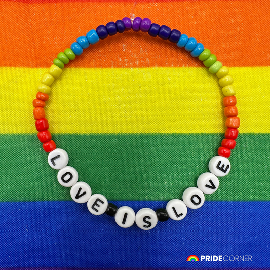 “Love Is Love” Beaded Rainbow Bracelet | LGBTQIA+ Inclusive Pride Jewellery
