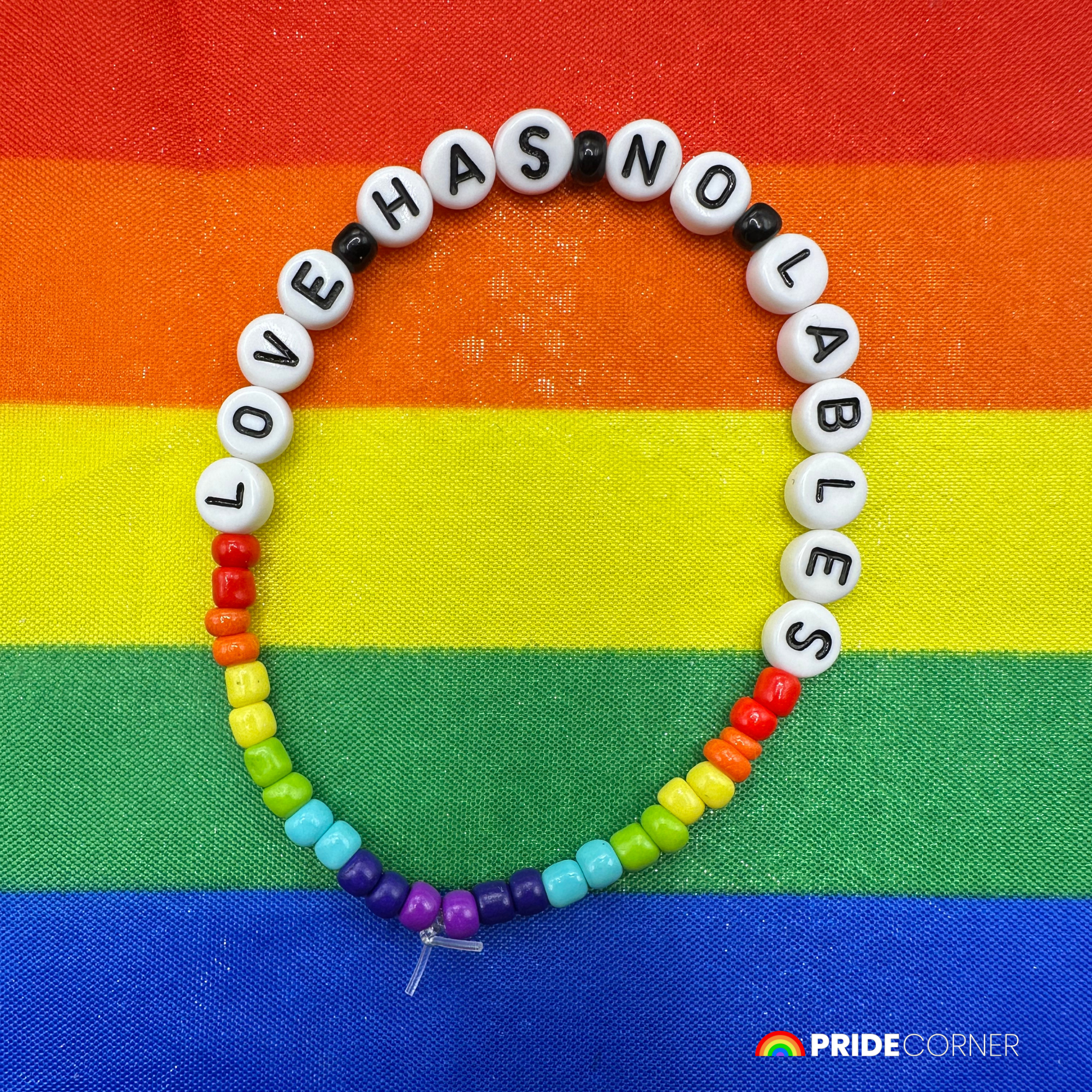 “Love Has No Labels” Beaded Rainbow Bracelet | LGBTQIA+ Inclusive Pride Jewellery