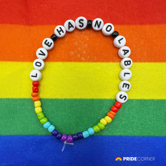 “Love Has No Labels” Beaded Rainbow Bracelet | LGBTQIA+ Inclusive Pride Jewellery