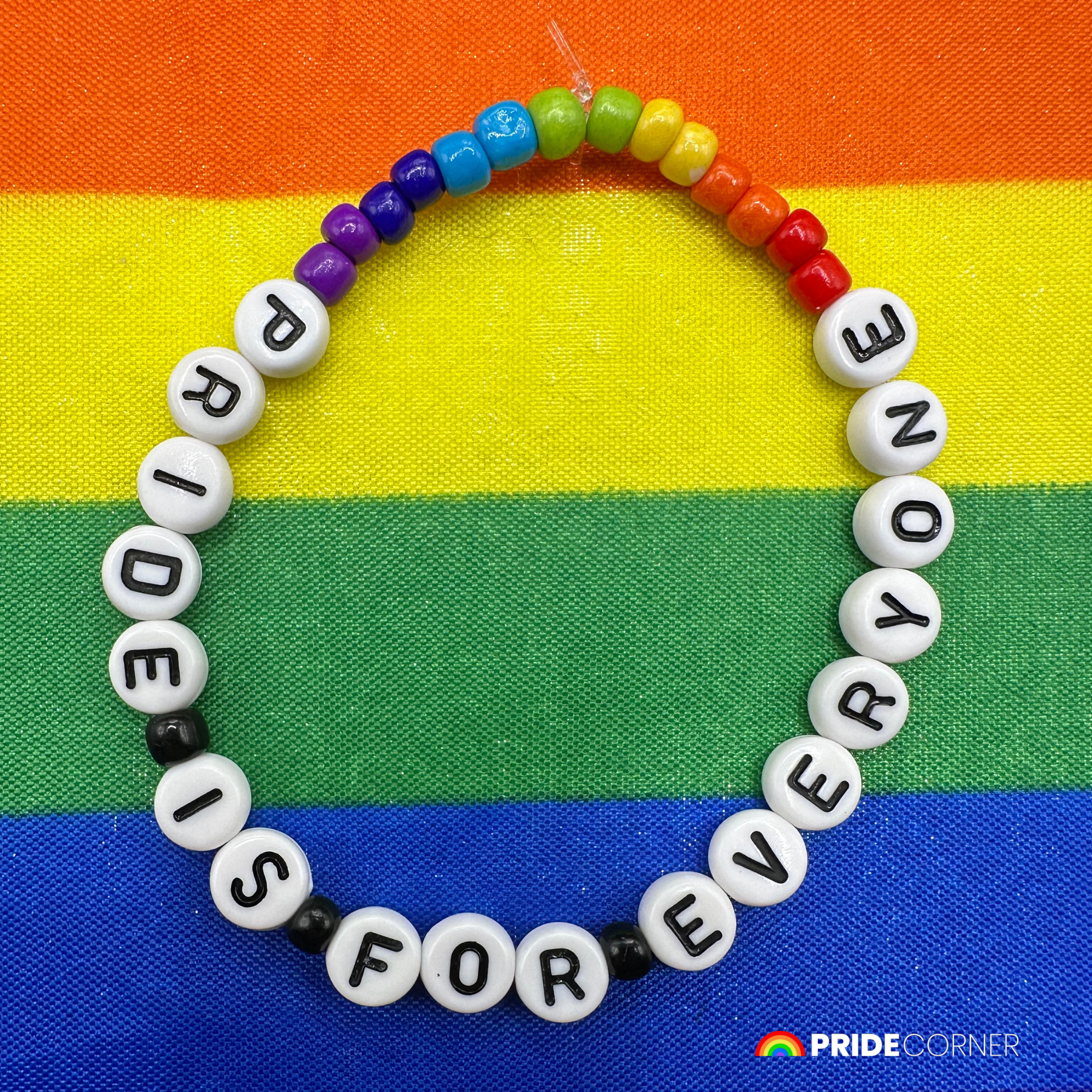 “Pride Is for Everyone” Beaded Rainbow Bracelet | LGBTQIA+ Inclusive Pride Jewellery
