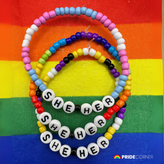 She/Her Pronoun Bracelets | LGBTQIA+ Pride Beaded Jewellery
