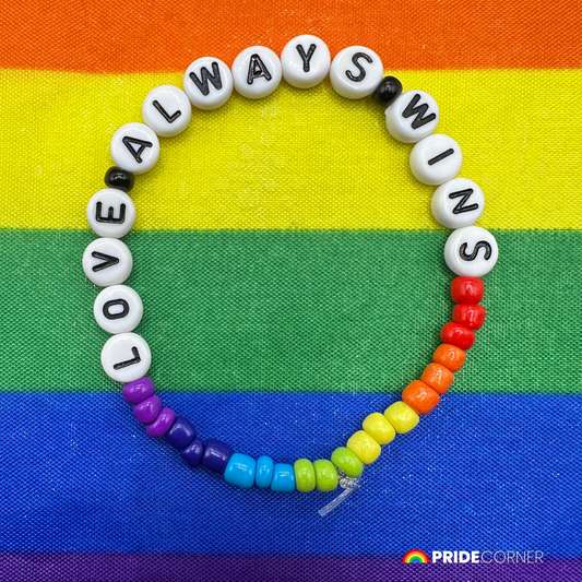“Love Always Wins” Beaded Rainbow Bracelet | LGBTQIA+ Inclusive Pride Jewellery