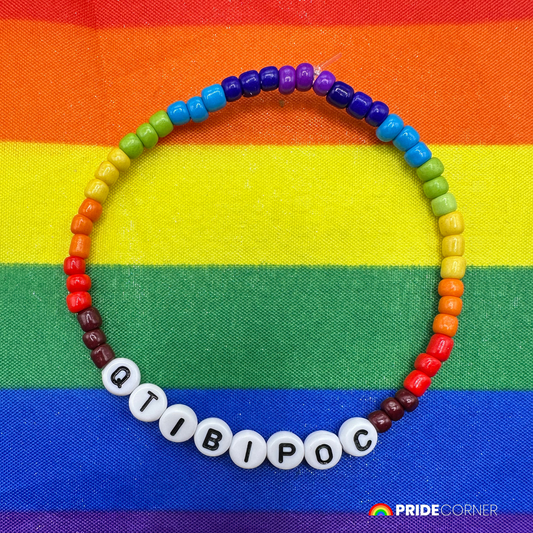 "QTIBIPOC" Beaded Rainbow Bracelet | LGBTQIA+ Inclusive Pride Jewellery