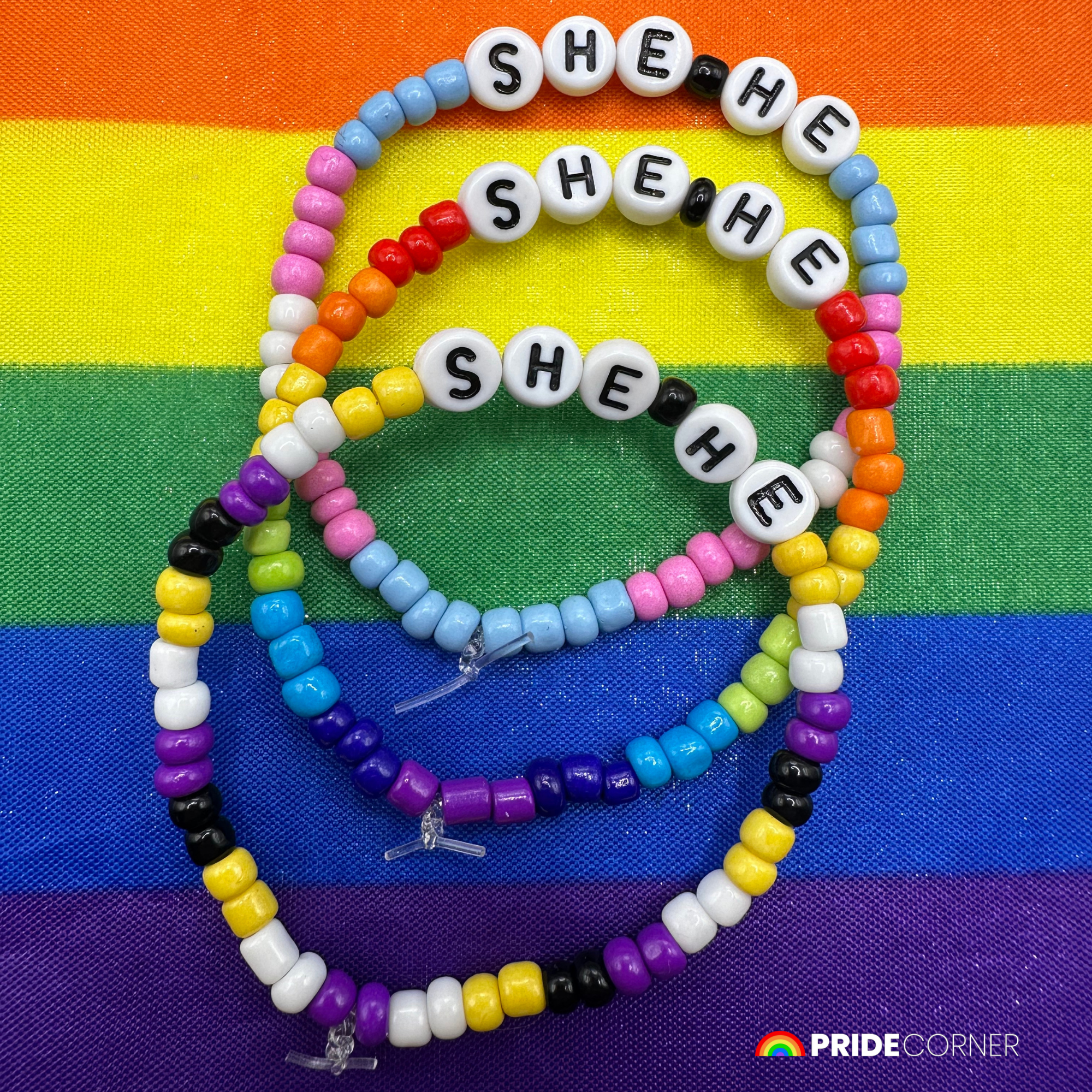 She/He Pronoun Bracelets | LGBTQIA+ Pride Beaded Jewellery