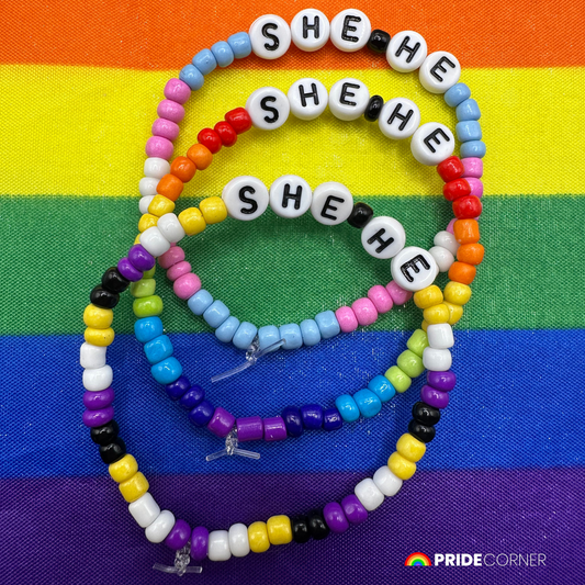 She/He Pronoun Bracelets | LGBTQIA+ Pride Beaded Jewellery
