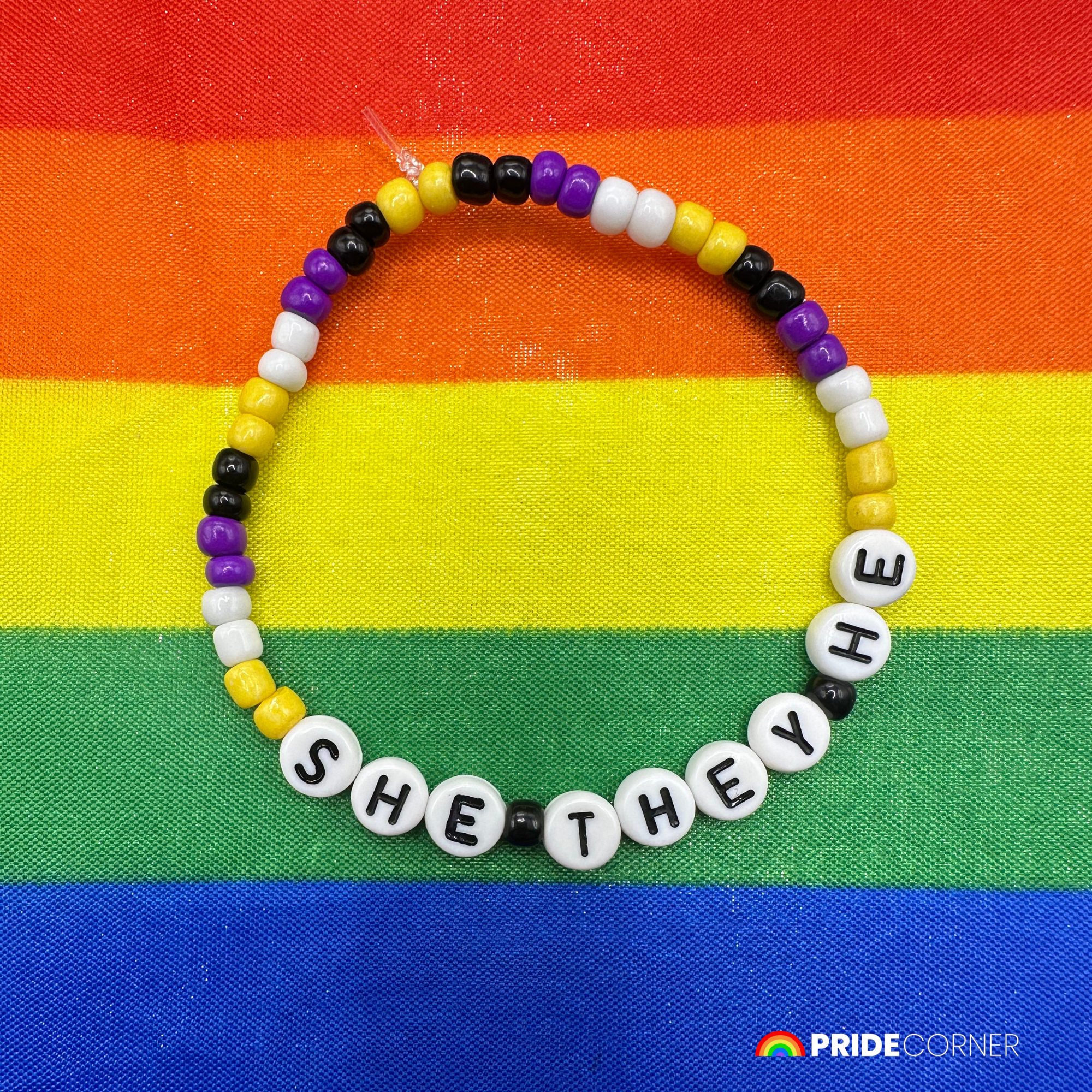 She/They/He Pronoun Bracelets | LGBTQIA+ Pride Beaded Jewellery