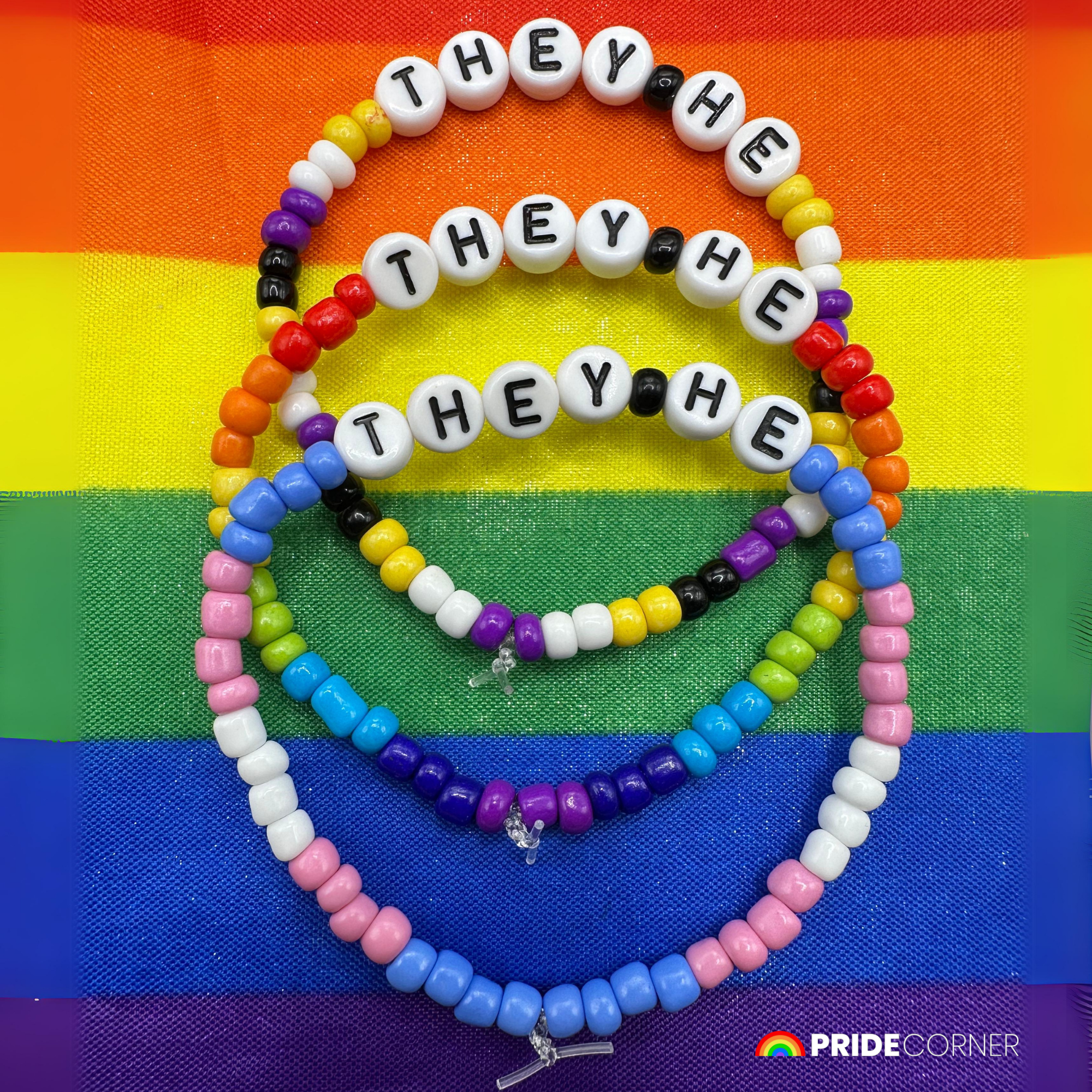 They/He Pronoun Bracelets | LGBTQIA+ Pride Beaded Jewellery