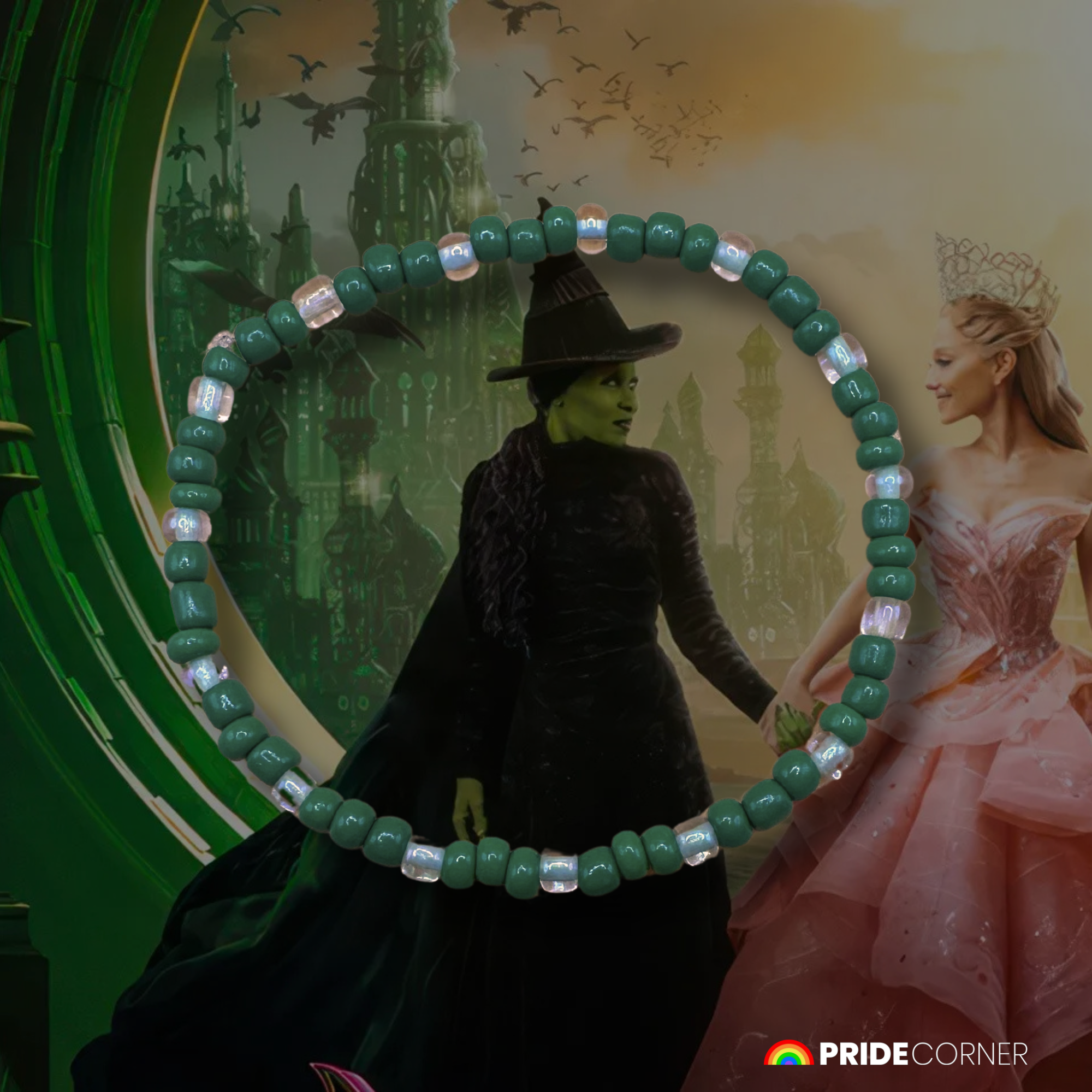 Glinda Pink and Elphaba Green Wicked Inspired Bracelets | LGBTQIA+ Supporting Jewellery