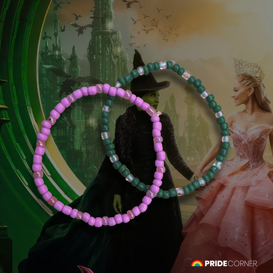 Glinda Pink and Elphaba Green Wicked Inspired Bracelets | LGBTQIA+ Supporting Jewellery