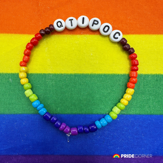 "QTIPOC" Beaded Rainbow Bracelet | LGBTQIA+ Inclusive Pride Jewellery