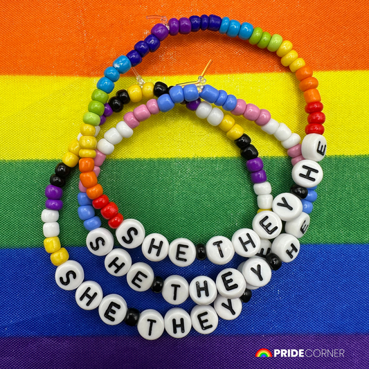 She/They/He Pronoun Bracelets | LGBTQIA+ Pride Beaded Jewellery