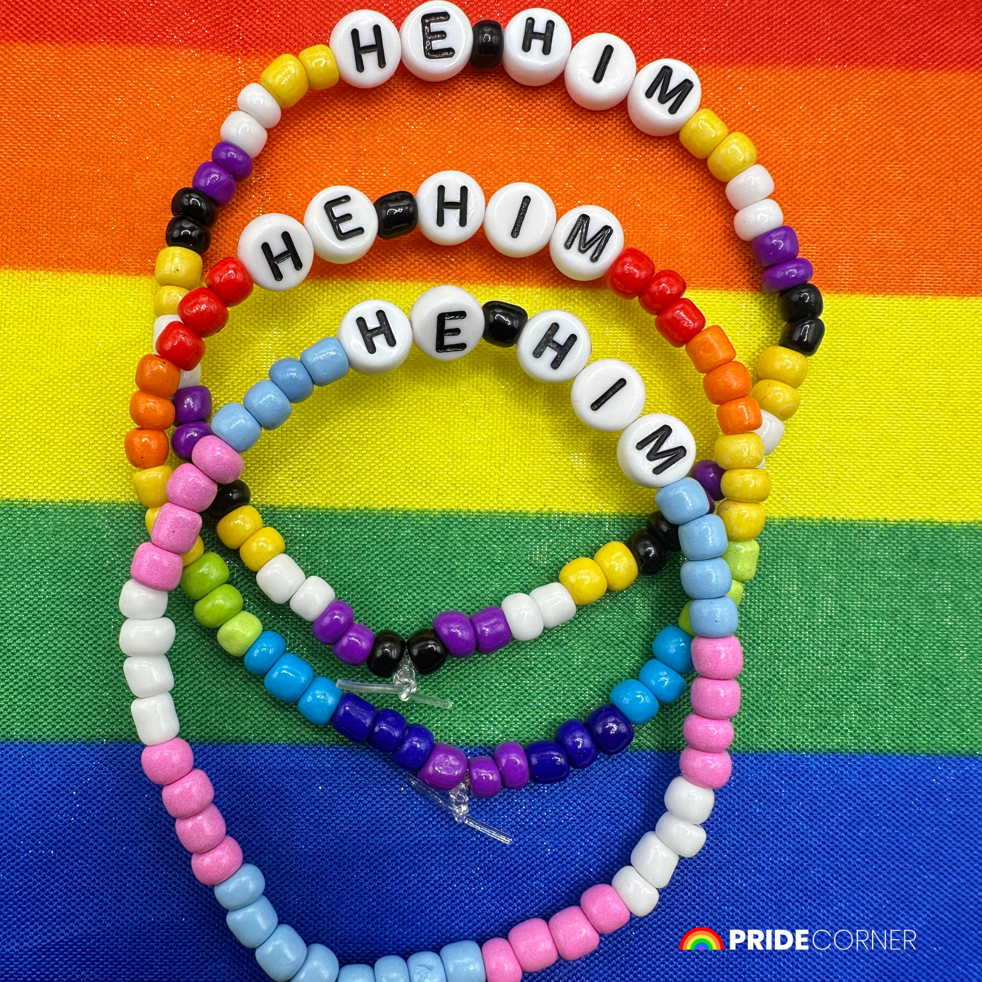 He/Him Pronoun Bracelets | LGBTQIA+ Pride Beaded Jewellery