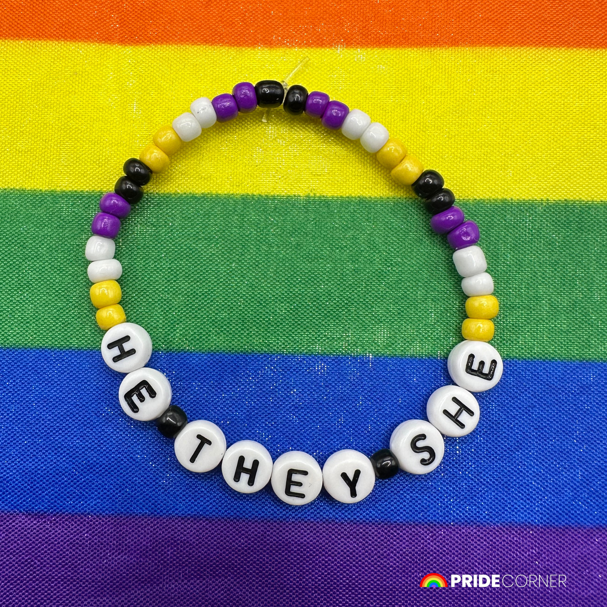 He/They/She Pronoun Bracelets | LGBTQIA+ Pride Beaded Jewellery