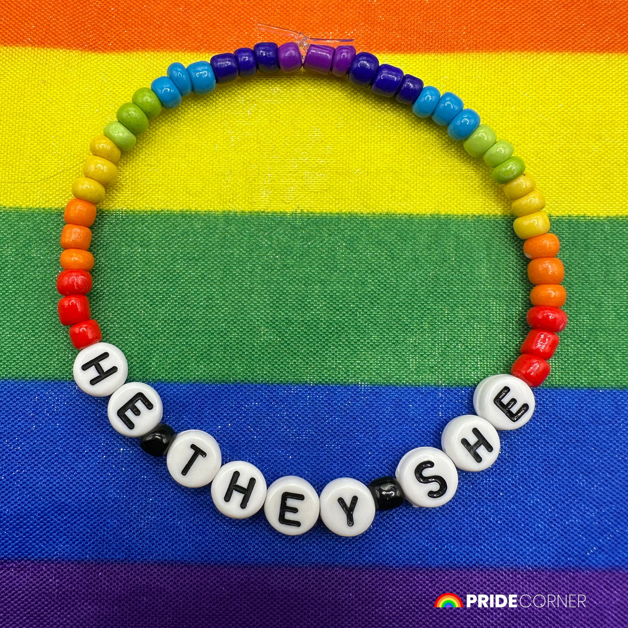 He/They/She Pronoun Bracelets | LGBTQIA+ Pride Beaded Jewellery