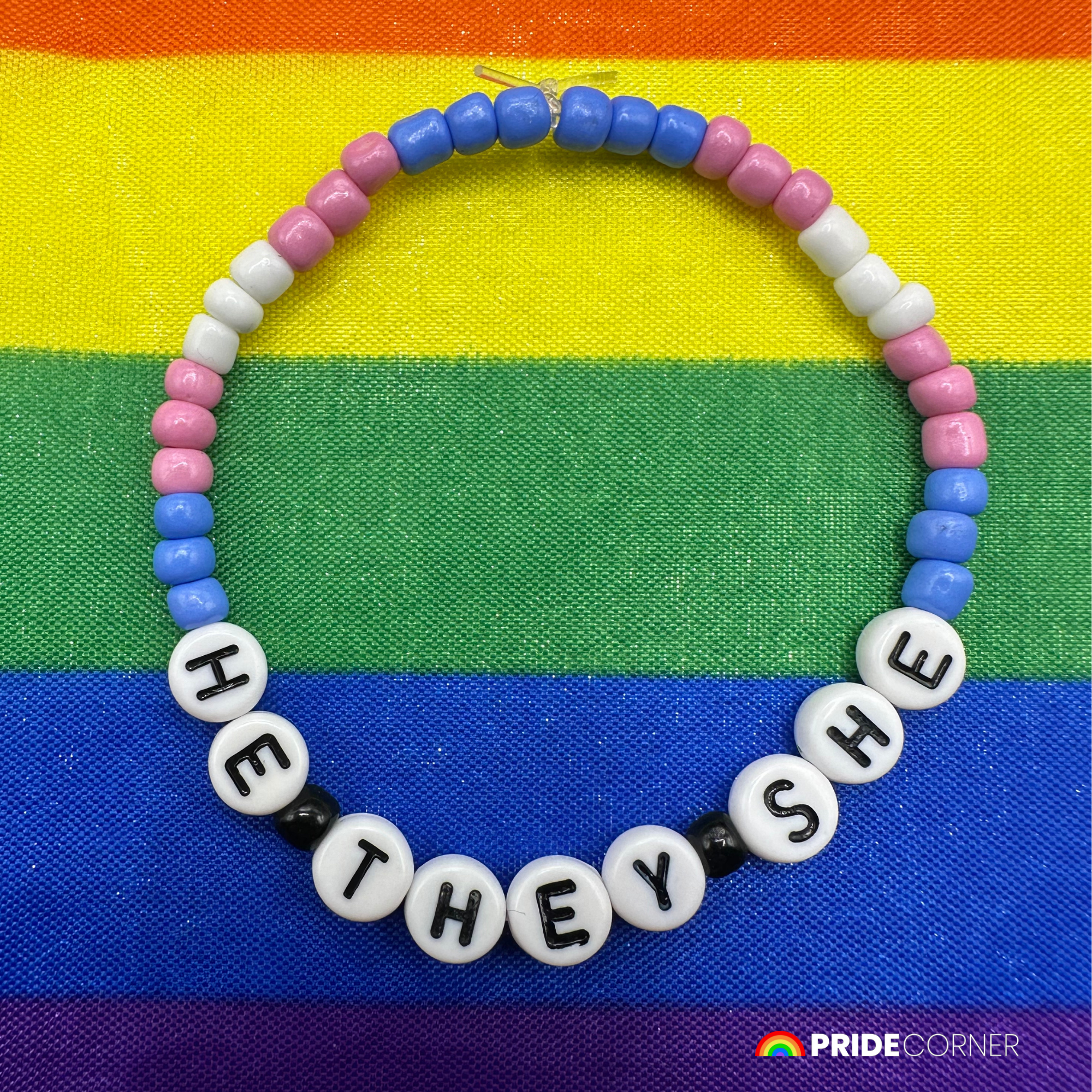 He/They/She Pronoun Bracelets | LGBTQIA+ Pride Beaded Jewellery