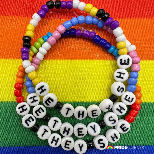 He/They/She Pronoun Bracelets | LGBTQIA+ Pride Beaded Jewellery