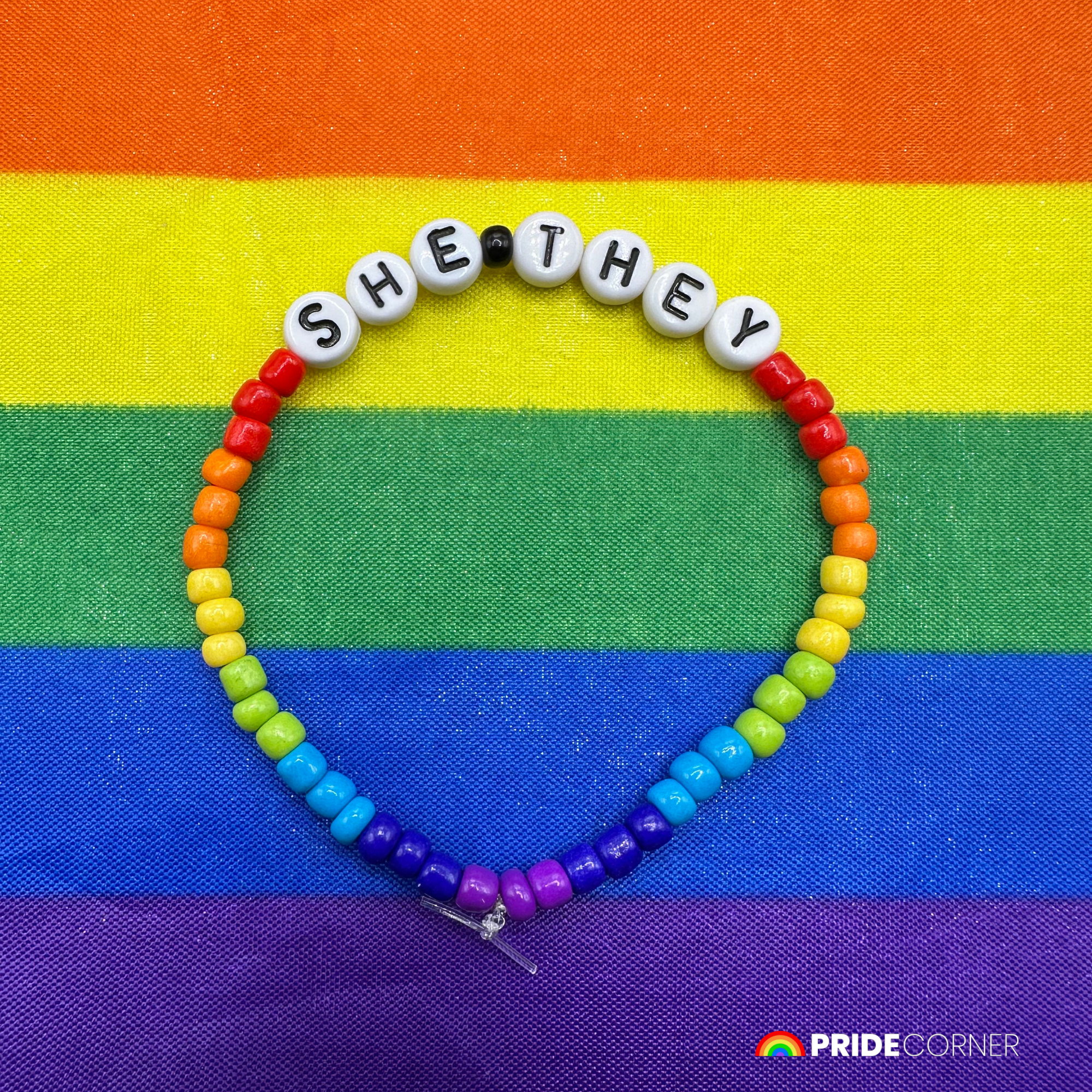 She/They Pronoun Bracelets | LGBTQIA+ Pride Beaded Jewellery