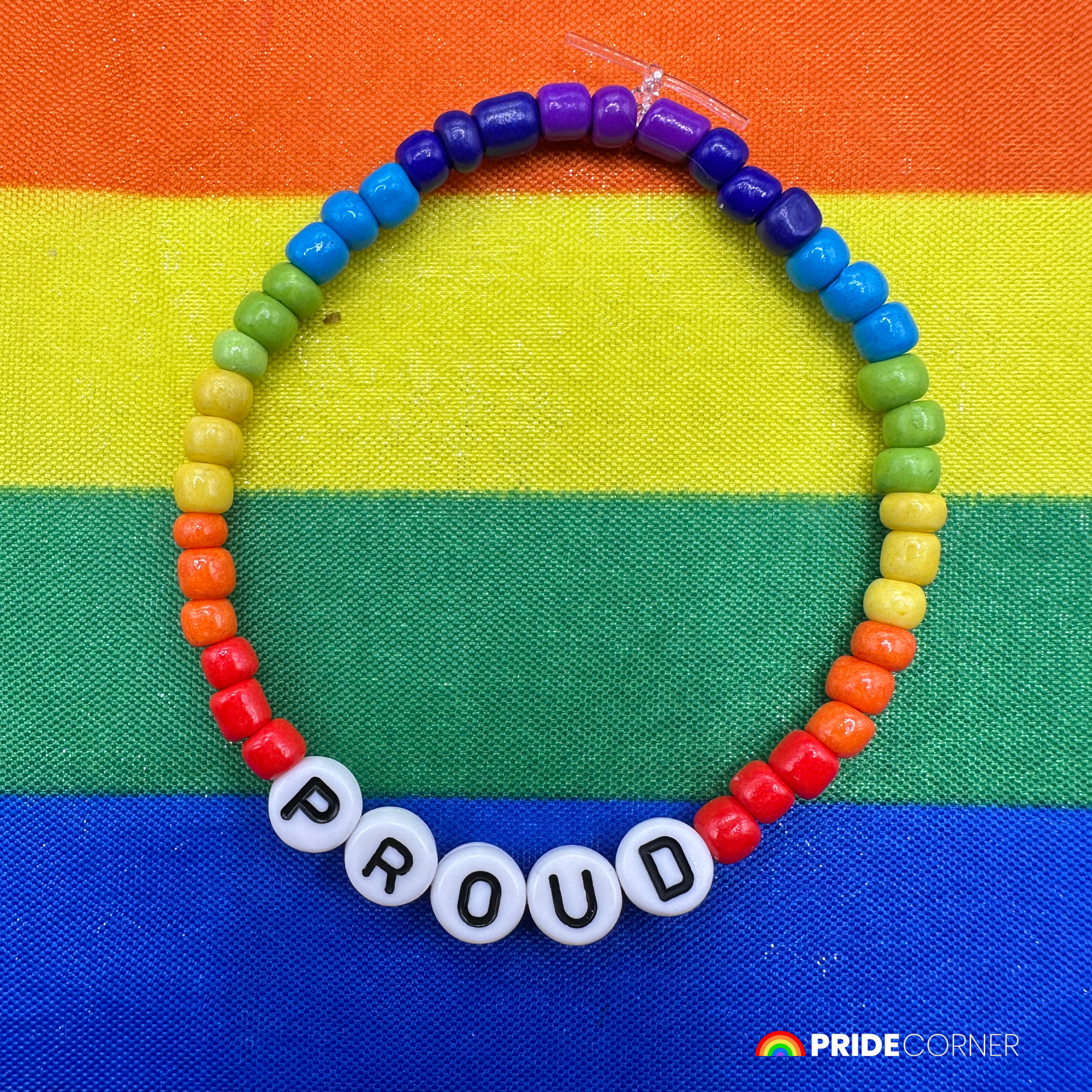 “PROUD” Beaded Rainbow Bracelet | LGBTQIA+ Inclusive Pride Jewellery