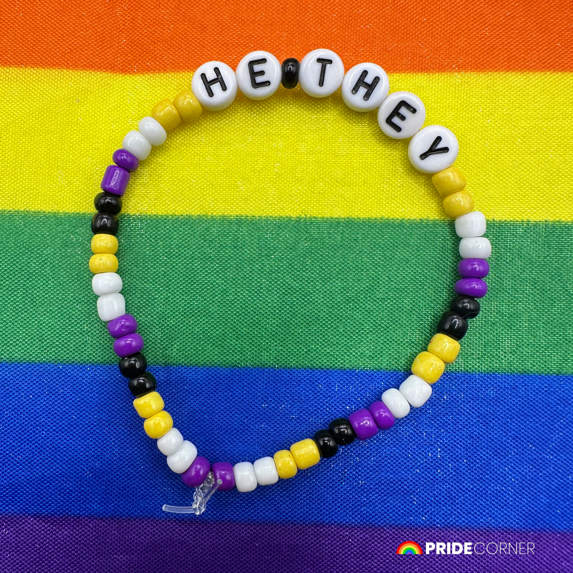 He/They Pronoun Bracelets | LGBTQIA+ Pride Beaded Jewellery