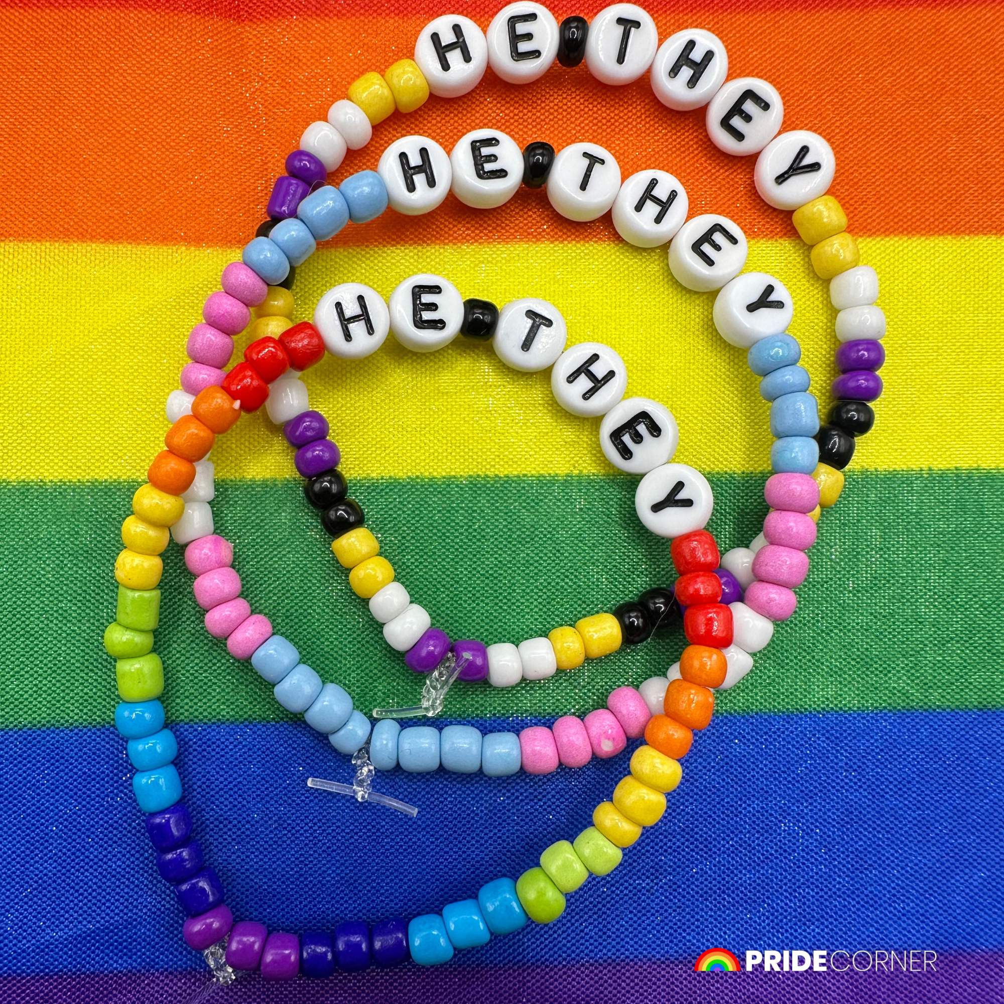He/They Pronoun Bracelets | LGBTQIA+ Pride Beaded Jewellery