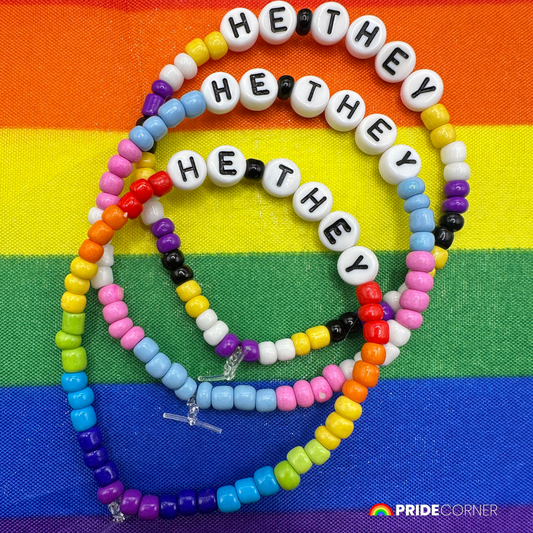 He/They Pronoun Bracelets | LGBTQIA+ Pride Beaded Jewellery