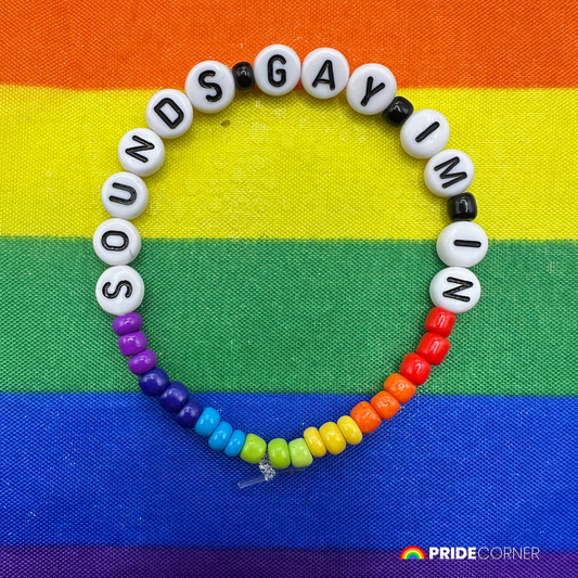 “Sounds Gay, I’m In” Beaded Rainbow Bracelet | LGBTQIA+ Inclusive Pride Jewellery