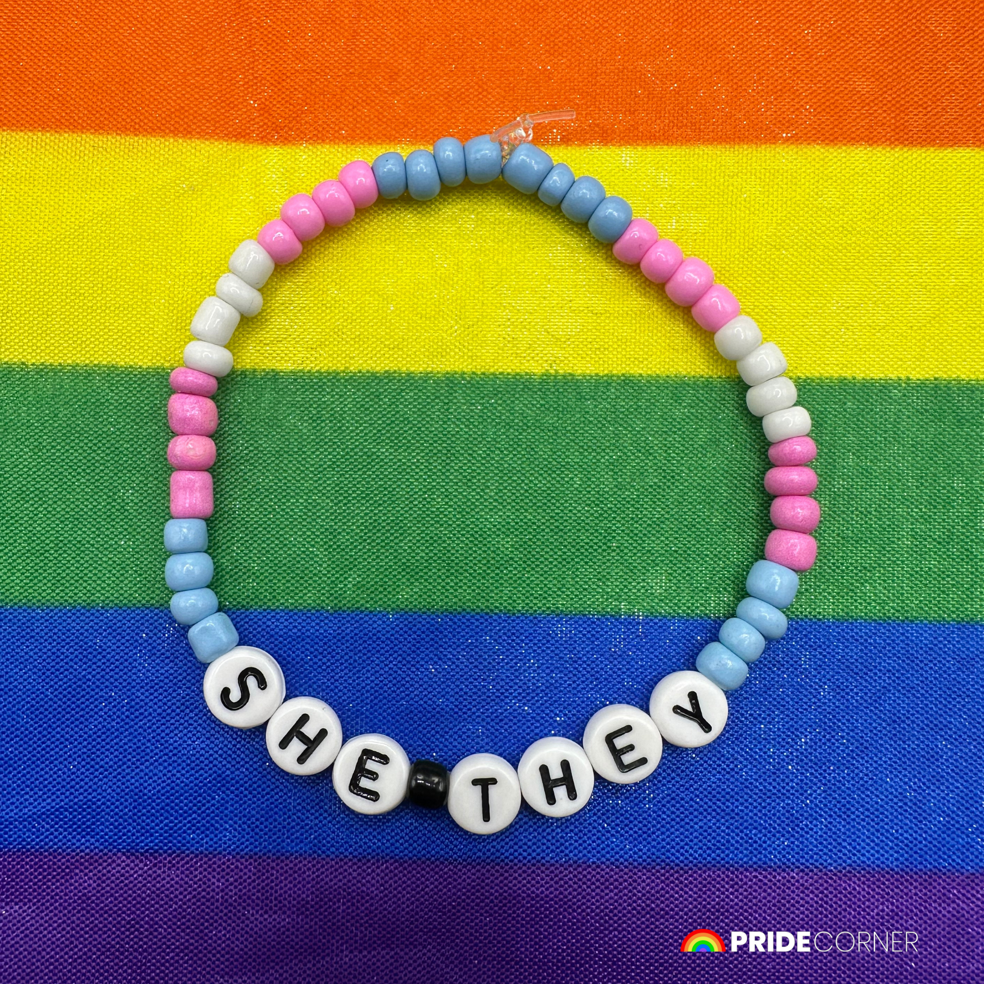 She/They Pronoun Bracelets | LGBTQIA+ Pride Beaded Jewellery