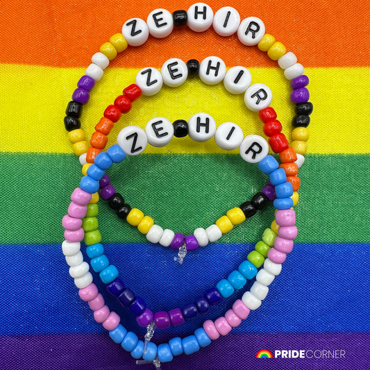 Ze/Hir Pronoun Bracelets | LGBTQIA+ Pride Beaded Jewellery