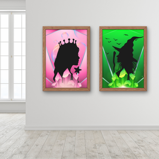 Elphaba & Glinda Silhouette Wall Art Print Set – 8x10 Digital Downloads | LGBTQIA+ Supporting Prints