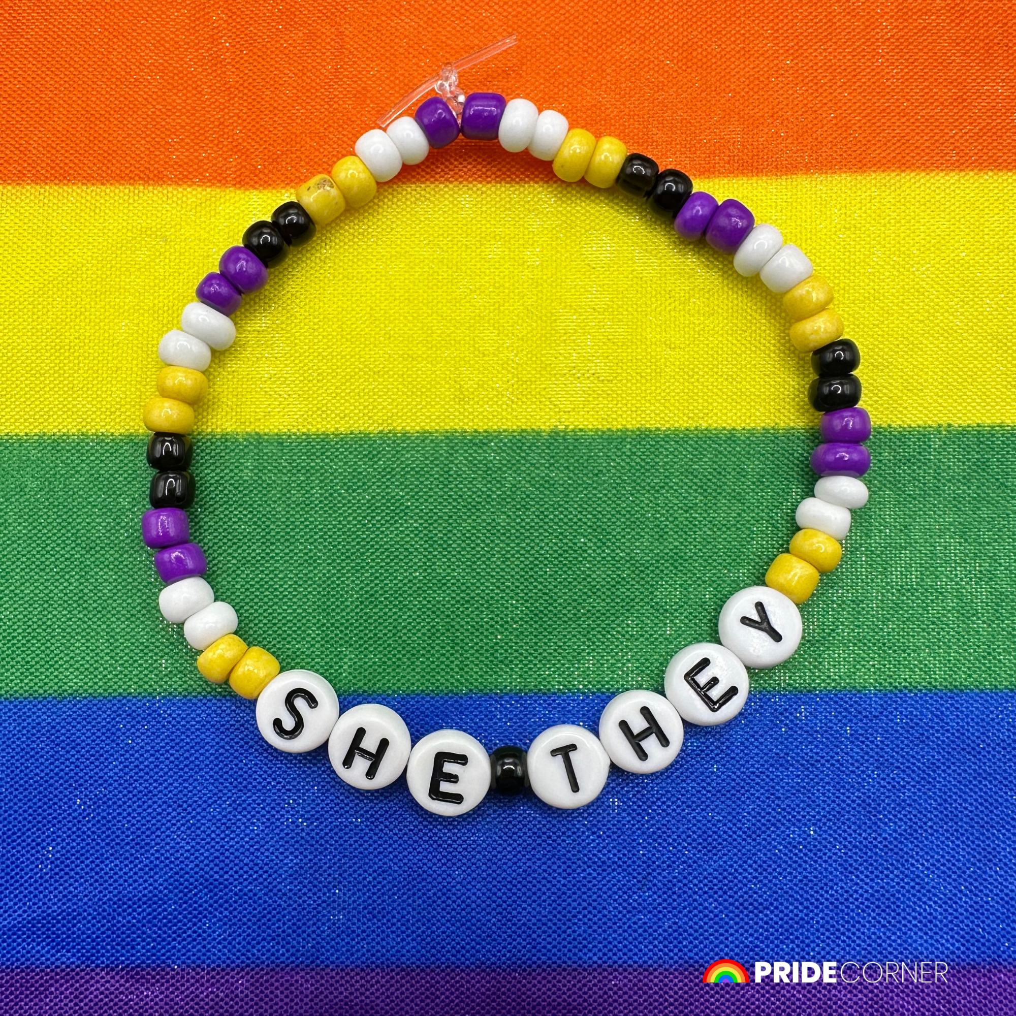 She/They Pronoun Bracelets | LGBTQIA+ Pride Beaded Jewellery